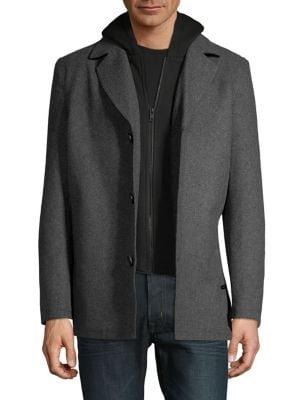 Guess Button-front Wool-blend Jacket
