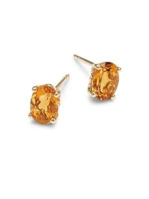 Lord & Taylor 14k Yellow Gold And Citrine Stud Earrings