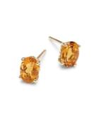 Lord & Taylor 14k Yellow Gold And Citrine Stud Earrings