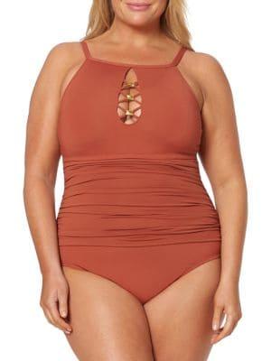 Bleu By Rod Beattie Plus Gathered One-piece Swimsuit