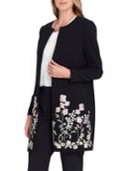 Tahari Arthur S. Levine Petite Floral Embroidered Topper Coat