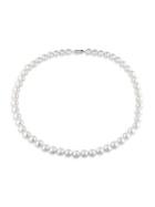 Sonatina Stainless Steel & White Round Cultured Freshwater Pearl Necklace