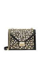 Michael Michael Kors Large Whitney Floral And Rhinestone Leather Shoulder Bag
