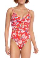 Lauren Ralph Lauren One-piece Strappy Floral Twist-front Swimsuit