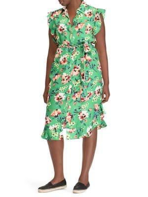 Lauren Ralph Lauren Plus Floral Ruffle Midi Dress