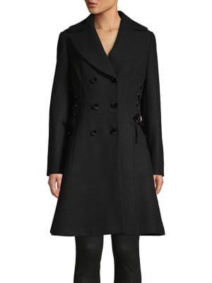 Guess Double Breasted Lace-up Coat