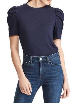 Lauren Ralph Lauren Relaxed-fit Puff-sleeve Cotton Tee
