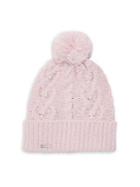 Karl Lagerfeld Paris Pom Cable Knit Embellished Beanie