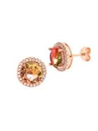 Lord & Taylor 14k Rose Goldplated Sterling Silver, Watermelon Tourmaline & Crystal Stud Earrings