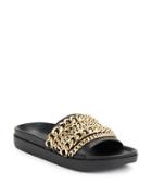 Kendall + Kylie Shiloh Chain-accented Leather Slide Sandals