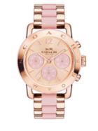 Coach Legacy Sport Rose Goldplated Stainless Steel And Silicone Bracelet Watch