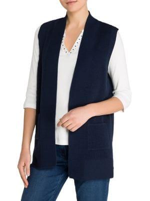 Olsen Textured Long Cardigan Vest