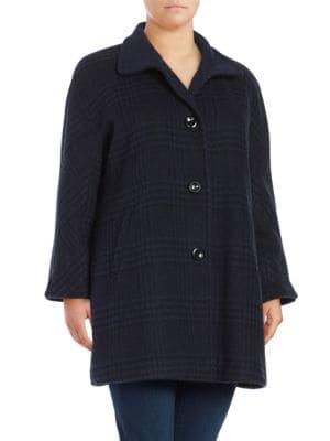 Ellen Tracy Plus Textured Long Sleeve Coat