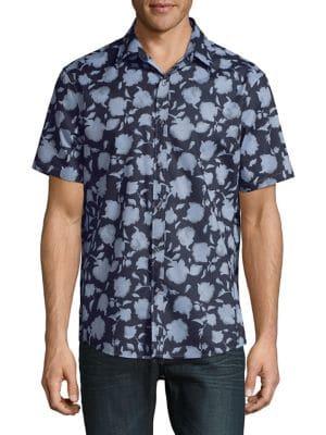 Michael Kors Slim-fit Floral Silhouette Short-sleeve Shirt