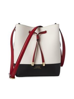 Lauren Ralph Lauren Colorblock Mini Leather Bucket Bag