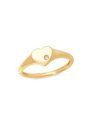 Lord & Taylor 14k Yellow Gold & Diamond Heart Ring