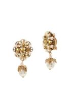 Miriam Haskell Flower Cluster Pearl Drop Clip-on Earrings