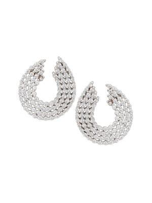 Lord & Taylor Sterling Silver And Cubic Zirconia Swirl Earrings