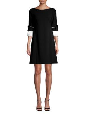 Ivanka Trump Ruffle-sleeve Colorblock Shift Dress