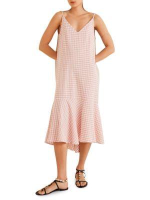 Mango Gingham Frilled Shift Dress