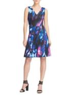 Donna Karan Scuba Printed Fit & Flare Dress
