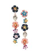 Betsey Johnson Mixed Flower Linear Mismatched Earrings