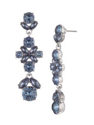 Givenchy Floral Silvertone And Crystal Linear Earrings