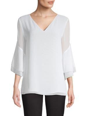 Calvin Klein Chiffon Tiered Sleeve Blouse