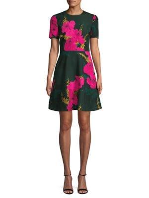 Black Halo Kaitlyn Floral Short-sleeve Dress