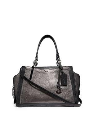 Coach Dreamer Embossed Metallic Leather Crossbody Satchel