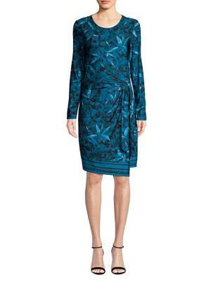 H Halston Geometric Wrap Front Dress