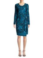 H Halston Geometric Wrap Front Dress