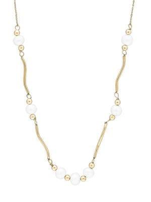 Lord & Taylor 5-7mm White Freshwater Pearl And 14k Yellow Gold Statement Necklace