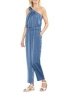 Vince Camuto One-shoulder Tied Crinkle Satin Jumpsuit