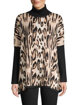 Joseph A Leopard Print Turtleneck Sweater