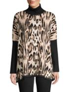 Joseph A Leopard Print Turtleneck Sweater
