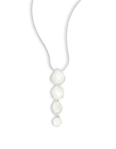 Nadri Mother-of-pearl, Cubic Zirconia And Sterling Silver Drop Necklace