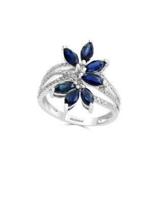 Effy Royale Bleu Sapphire, Diamond And 14k White Gold Solitaire Ring