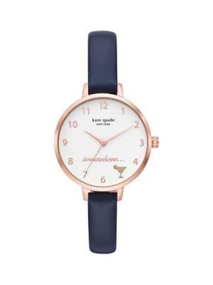 Kate Spade New York Metro Rose Goldtone Stainless Steel & Leather-strap Watch