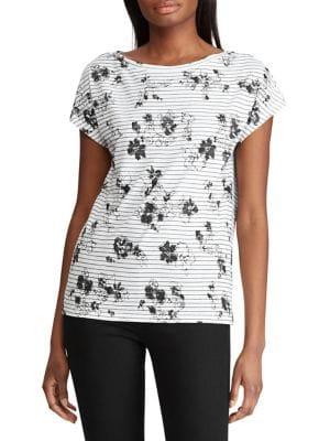 Lauren Ralph Lauren Petite Print Jersey Boatneck Top