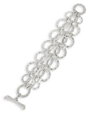 Robert Lee Morris Soho Blues Explosions Hammered Circle Link Multi Row Toggle Bracelet