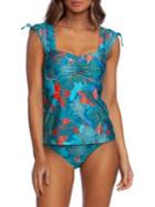 Kenneth Cole Reaction Trace Of Paradise Convertible Sleeve Tankini Top
