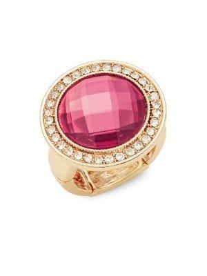 Design Lab Goldtone And Glass Stone Round Bezel Ring