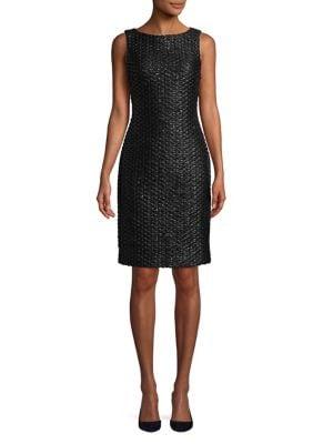 Badgley Mischka Platinum Sleeveless Textured Sheath Dress