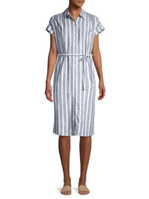 Lord & Taylor Striped Chambray Shirtdress