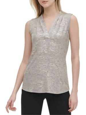 Calvin Klein V-neck Metallic Top