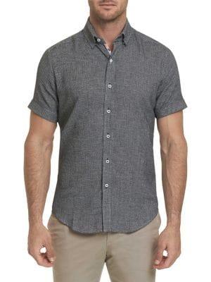 Robert Graham Liam Houndstooth Short-sleeve Button-down Shirt