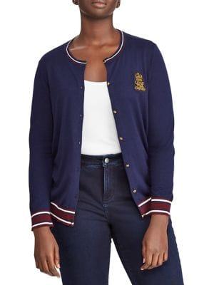 Lauren Ralph Lauren Plus Crewneck Button Front Cardigan