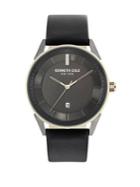 Kenneth Cole Classic Stainless Steel Leather-strap Watch