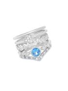 Lord & Taylor Rhodium-plated Sterling Silver And Cubic Zirconia Five-piece Stackable Ring Set